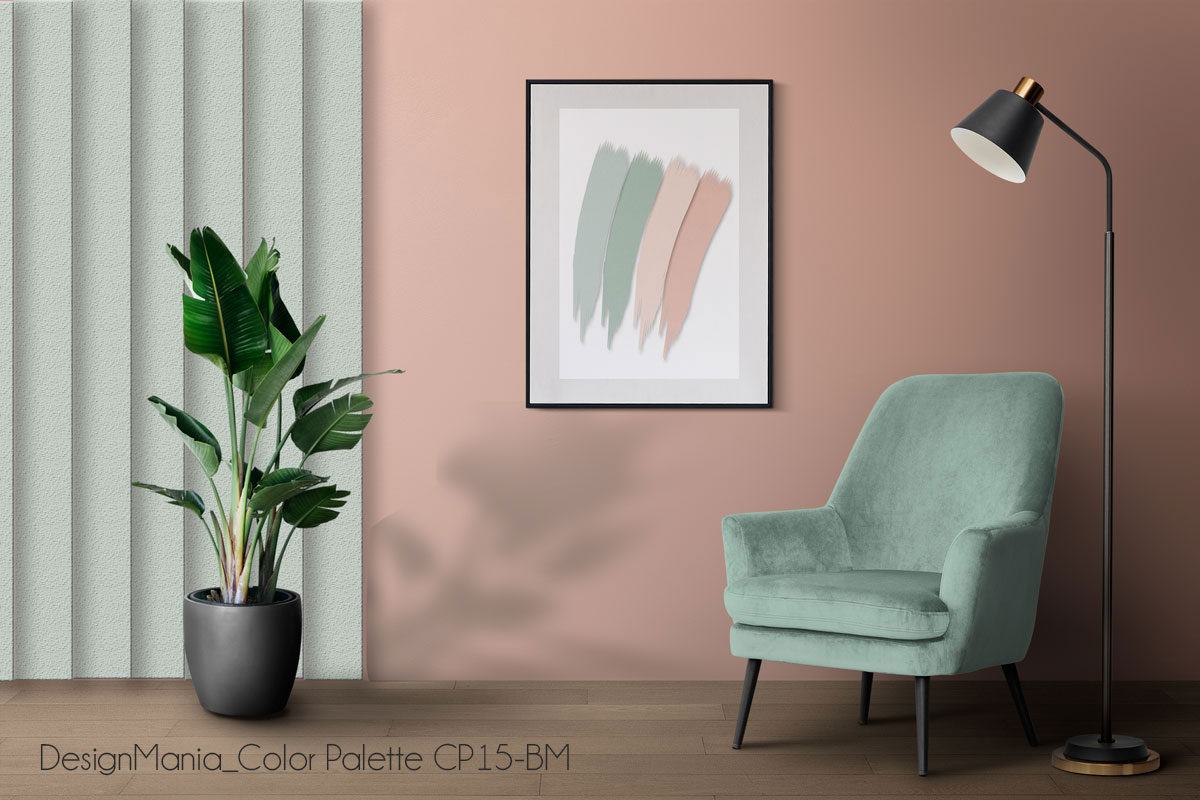 Picture frame mockup psd hanging in modern living room home deco